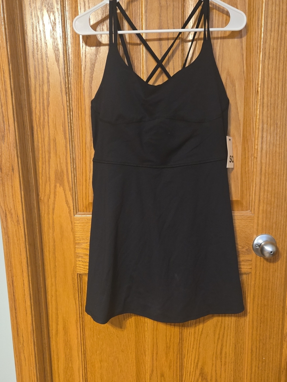 Kohl's Black Strappy Swim Dress with Crisscross Back